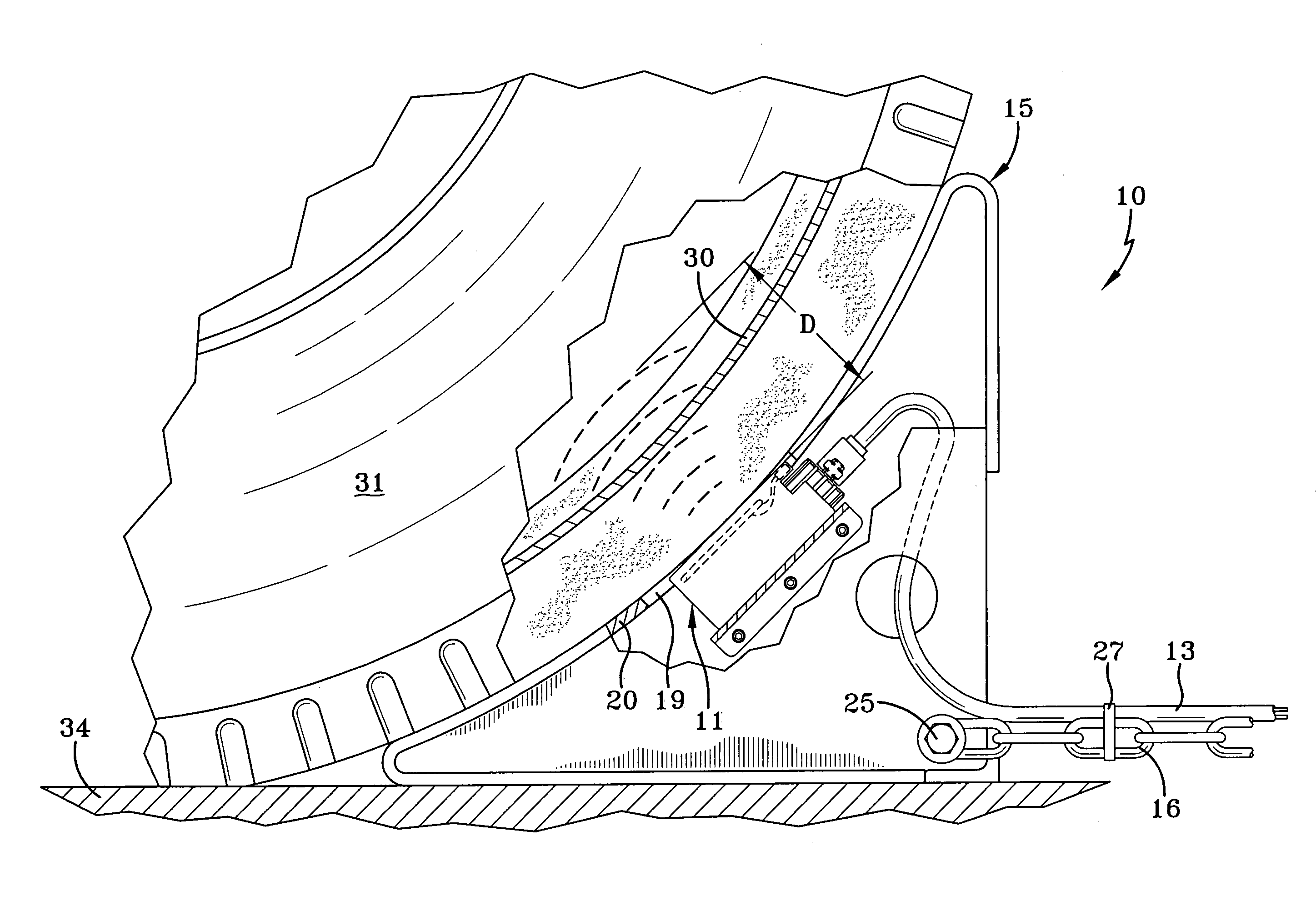 Tire-detecting wheel chock apparatus