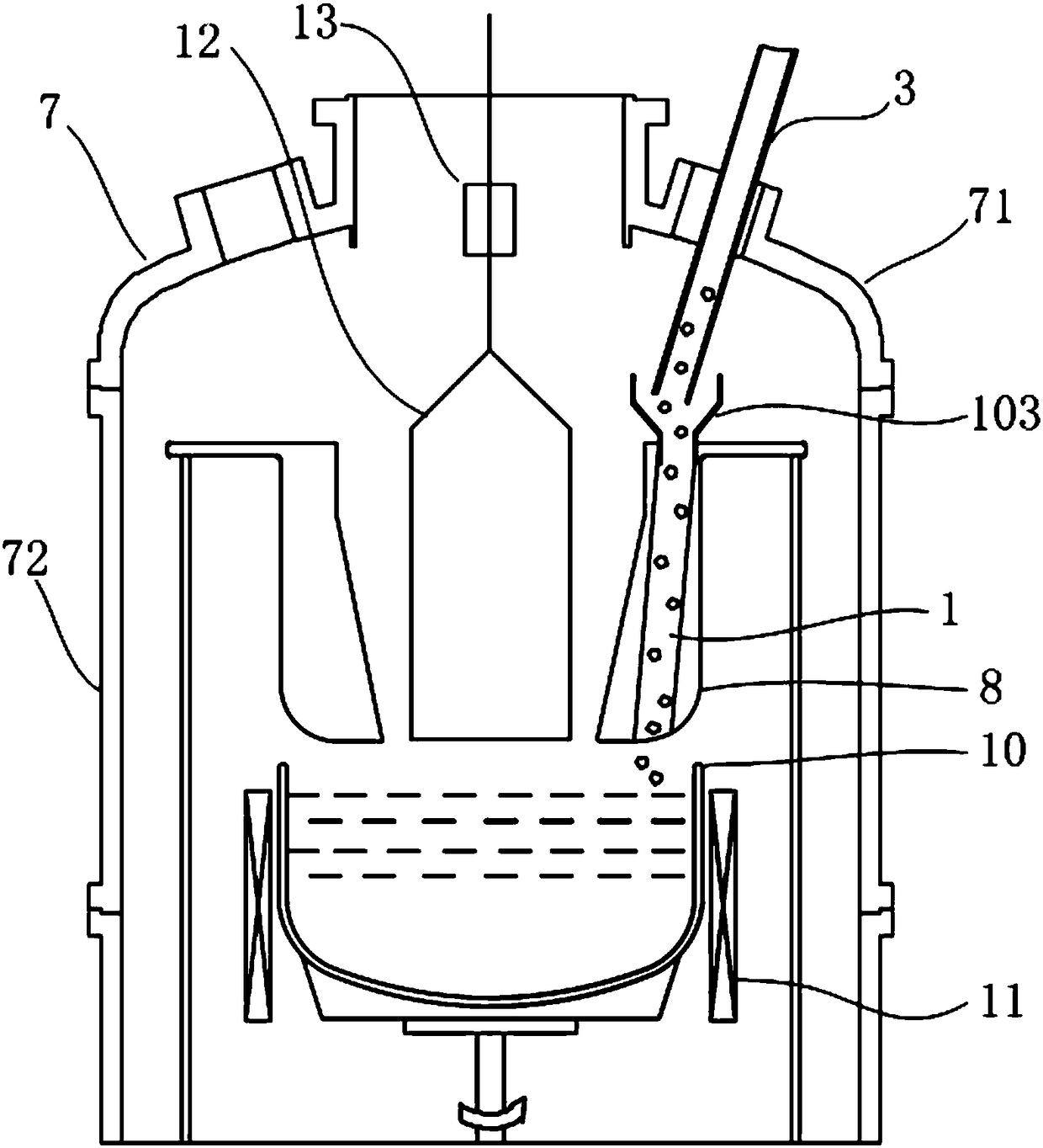 Material conveying channel, material supplying device and crystal growing system