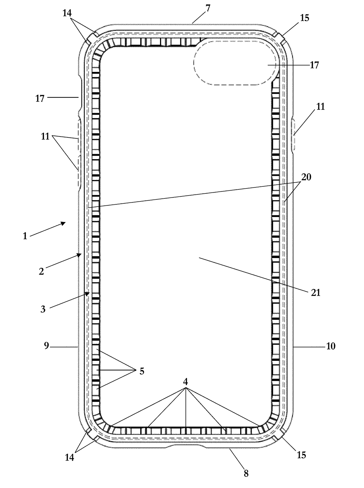 Case with Shock-Absorbing Impact Geometry