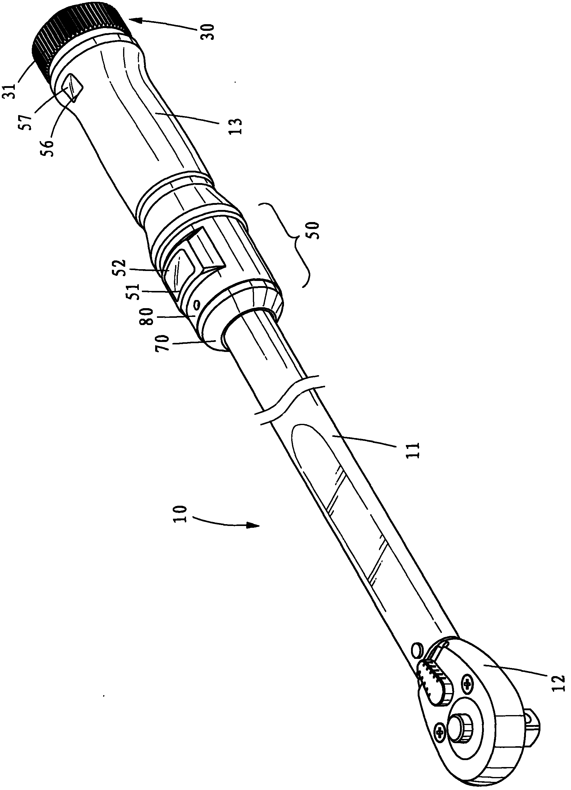 Torque measuring mechanism for spanner