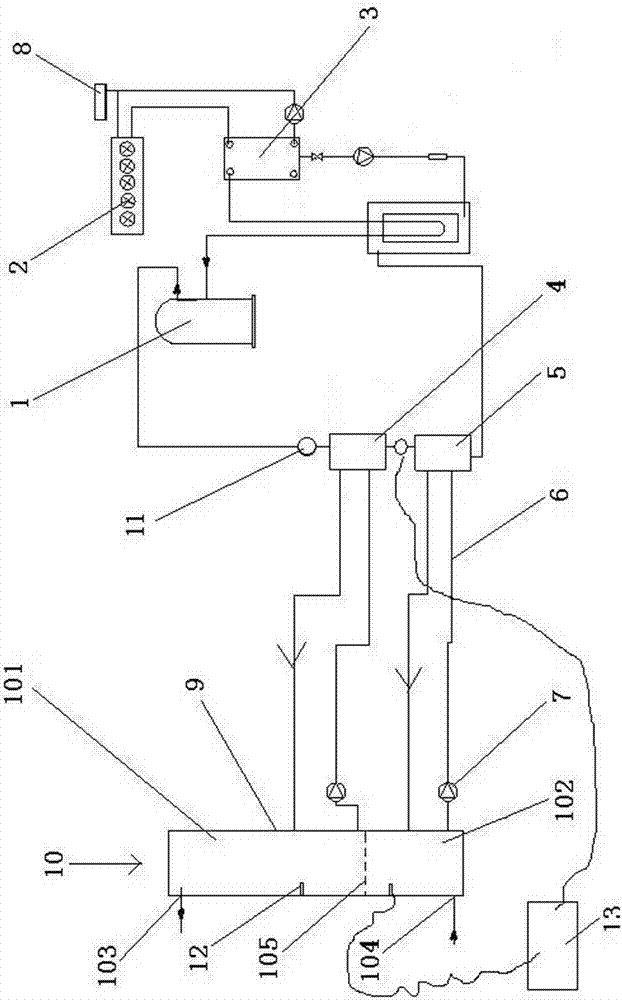 Single-machine double-temperature-area heat-pump water heater