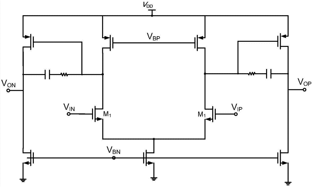 Fully-differential amplifier and residual gain circuit using fully-differential amplifier