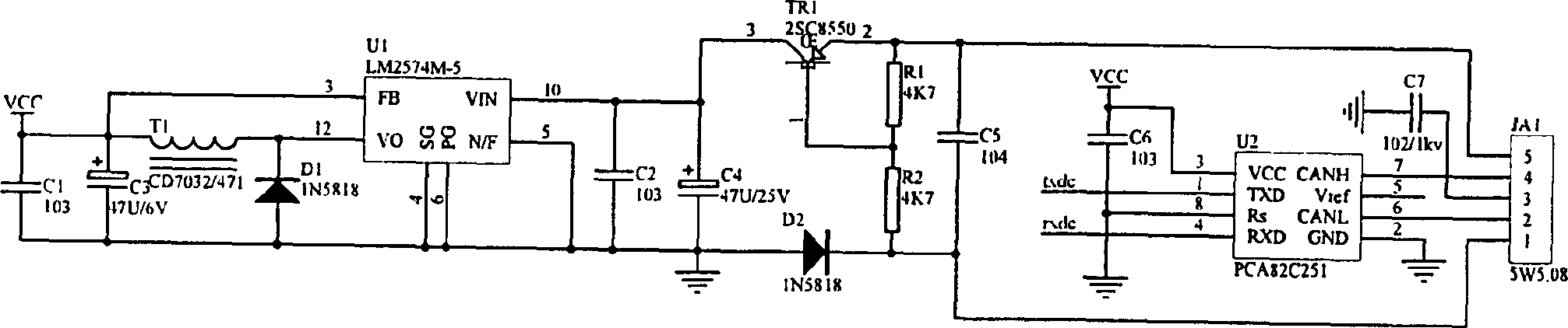 Field bus communication adapter with configurable characteristic