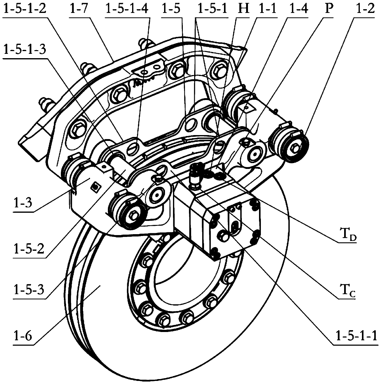 Hydraulic brake clamp for straddle type monorail vehicle