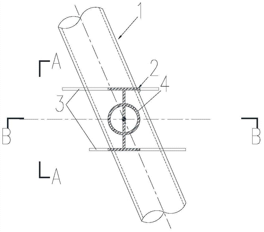 An h-shaped steel structure member and a circular steel column space oblique rigid joint connection node