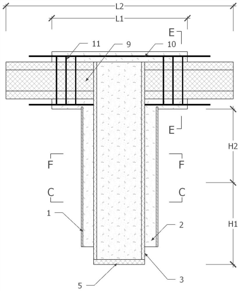 Connecting joint of double-wall hollow pier column and bent cap and construction method