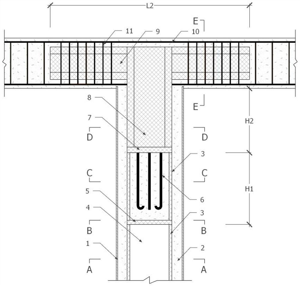 Connecting joint of double-wall hollow pier column and bent cap and construction method