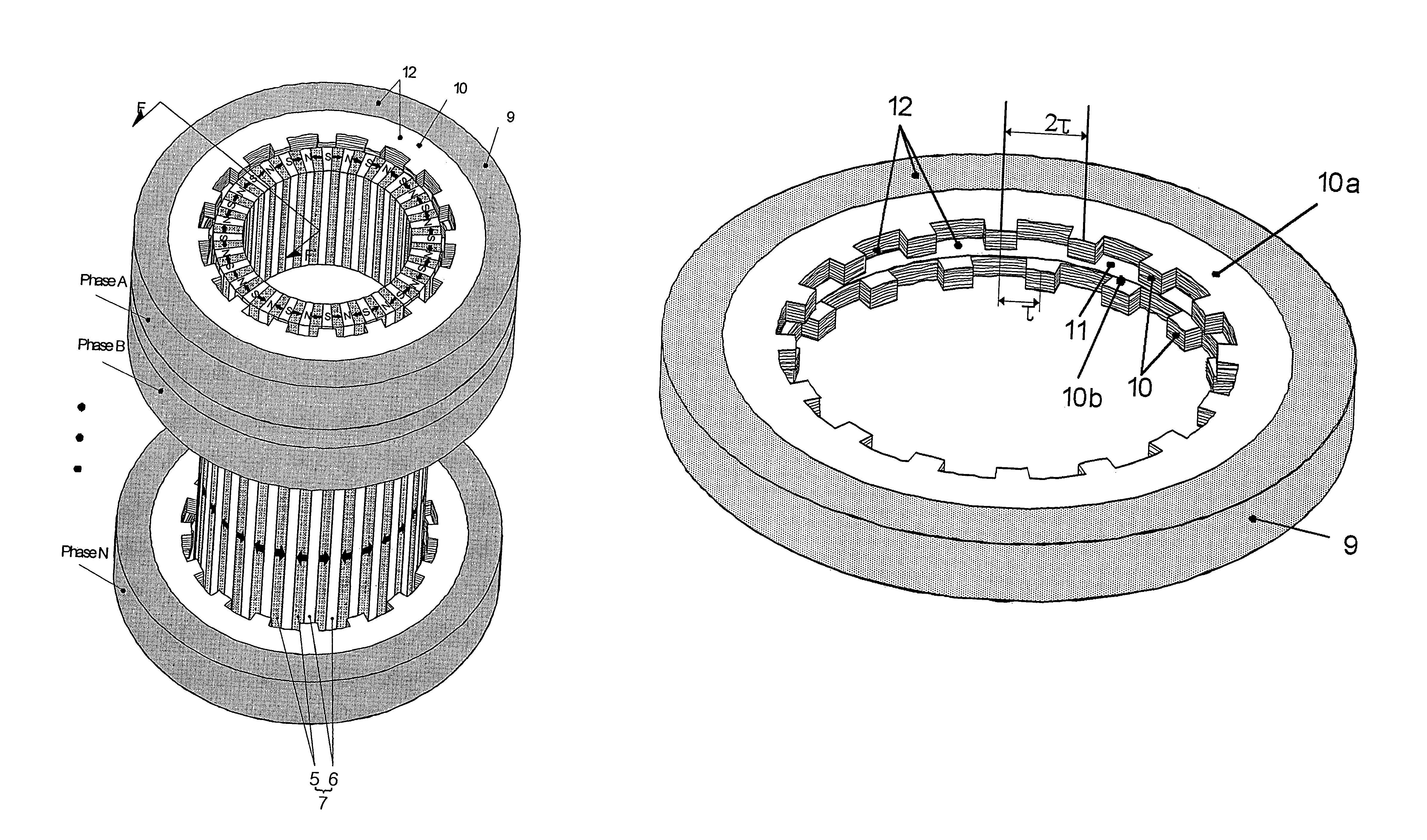 Inner rotor type permanent magnet excited transverse flux motor