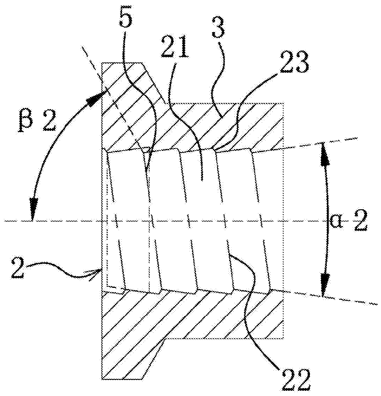 Tapered threaded bolt body and tapered threaded nut