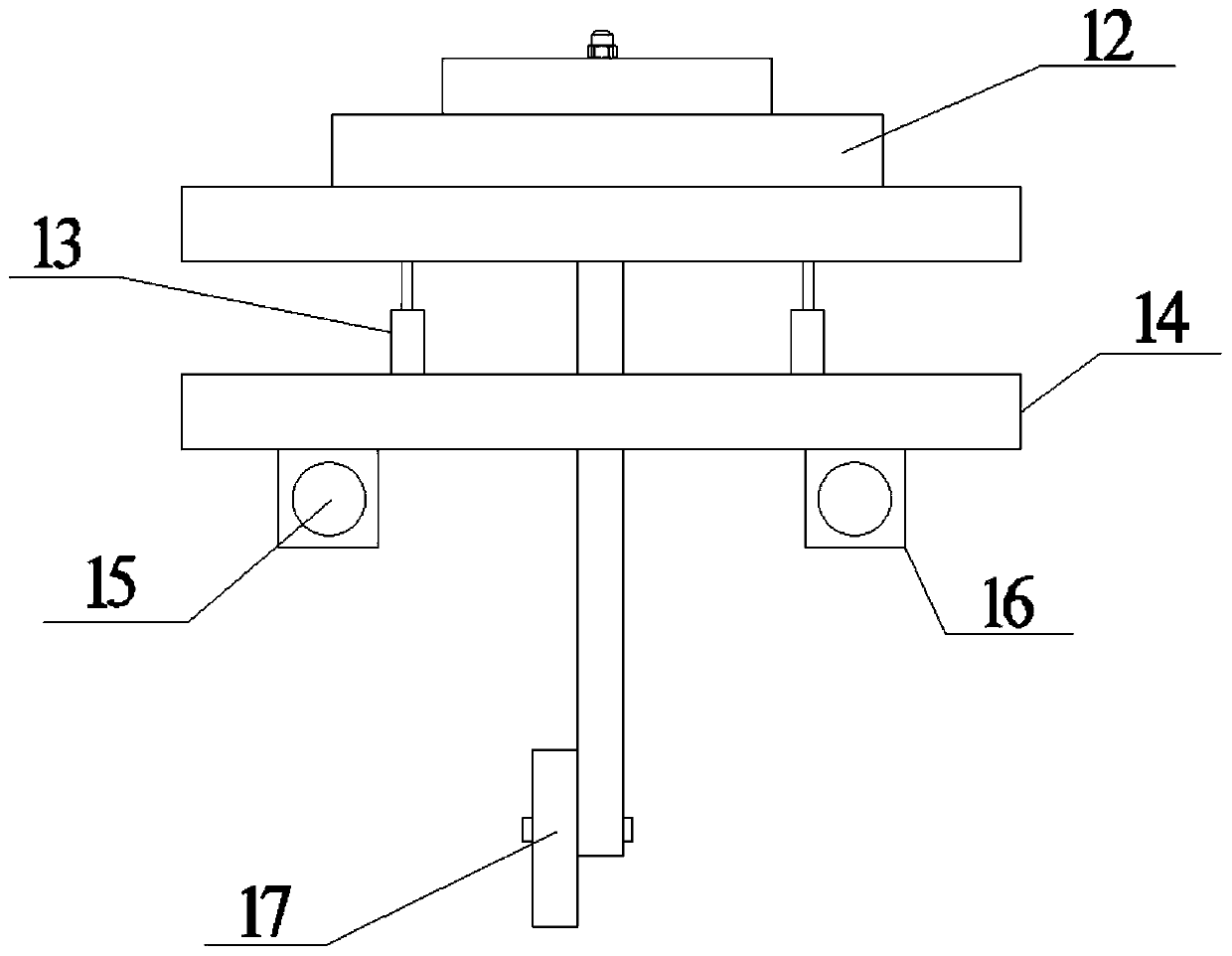 Asphalt pavement reflection crack propagation simulation test device provided with middle layer