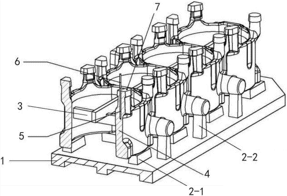 Diesel engine cylinder hole water jacket sand core reinforcing method