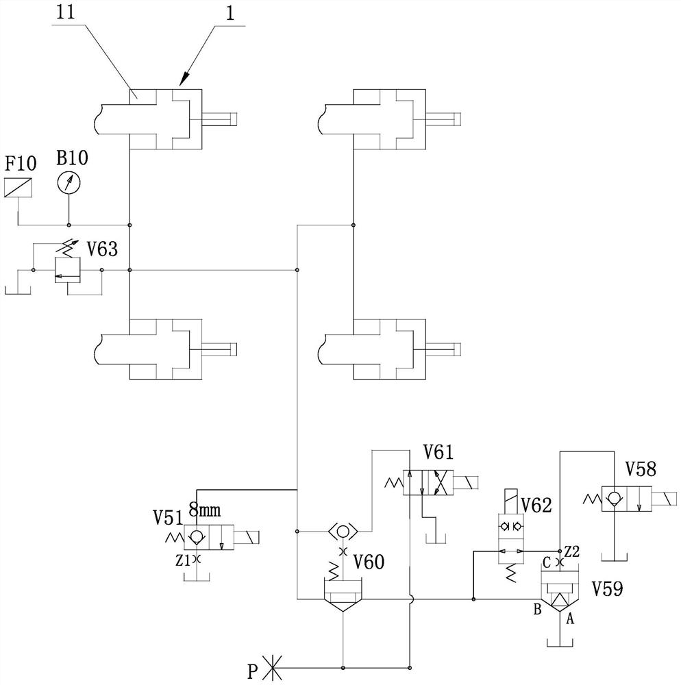 Differential type mold locking pressure relief oil way for two-plate injection molding machine