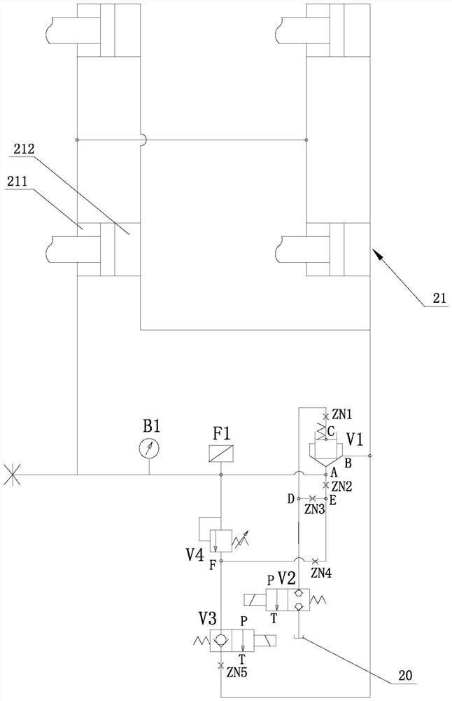 Differential type mold locking pressure relief oil way for two-plate injection molding machine