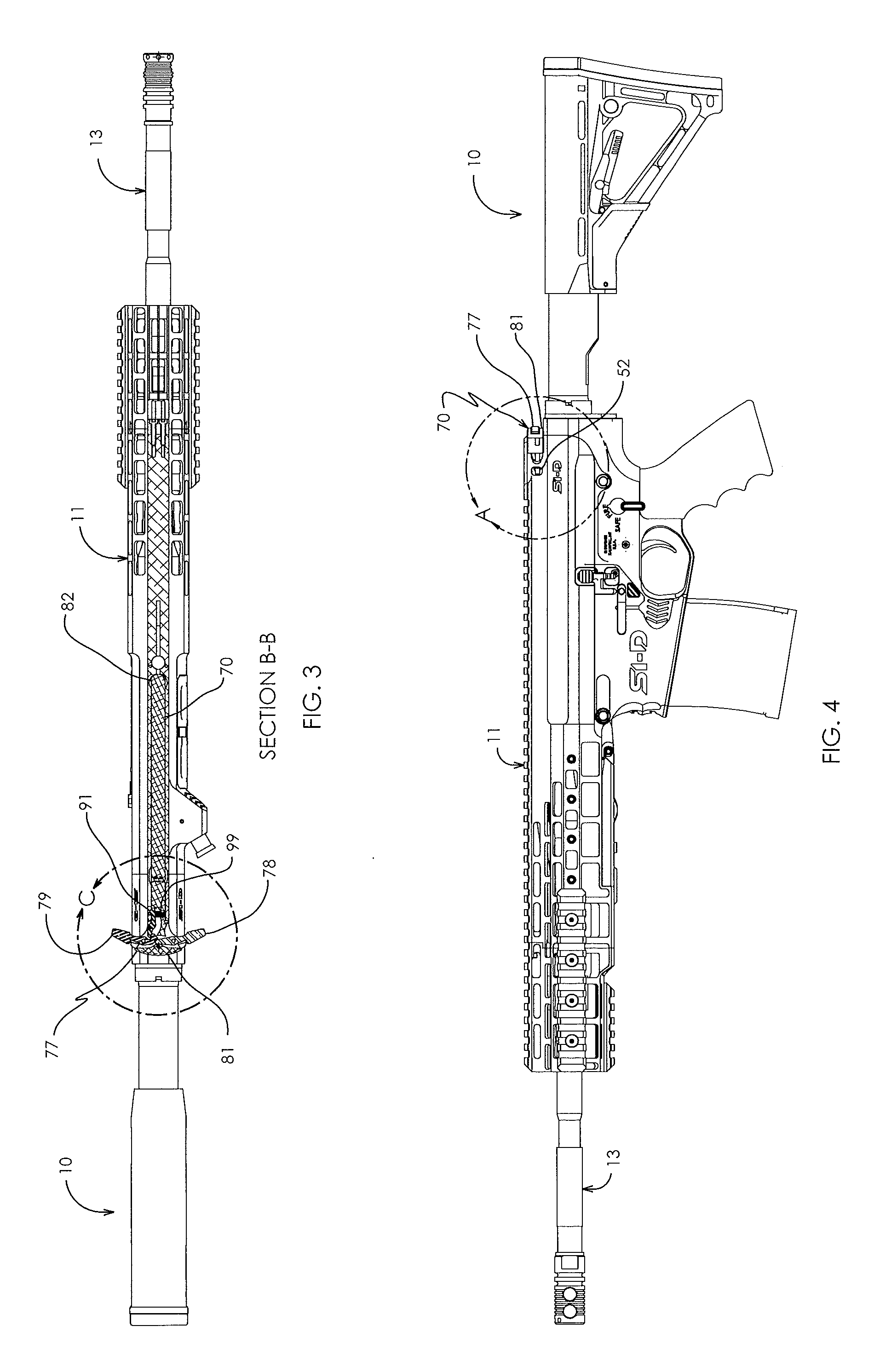 Internal latch in charging handle of firearm