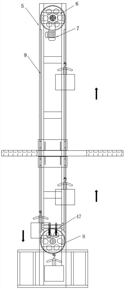 Chain circulation intelligent lifting and descending system