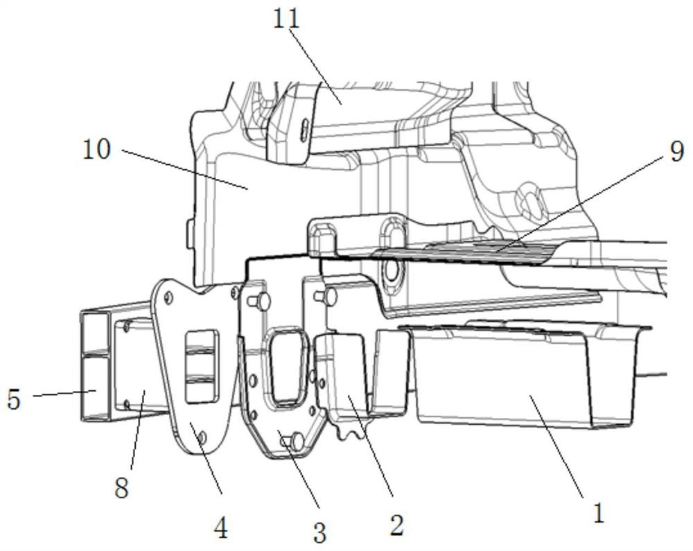 Automobile rear anti-collision beam connecting structure and rear anti-collision beam mounting method