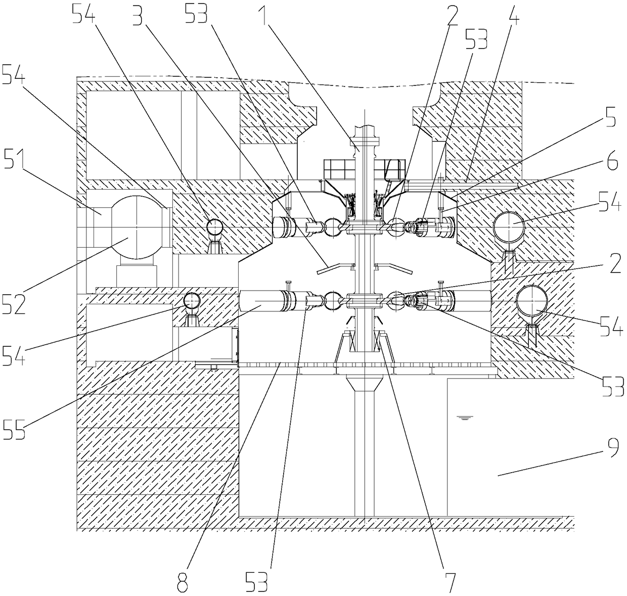 Multi-layer turning wheel structure of water turbine