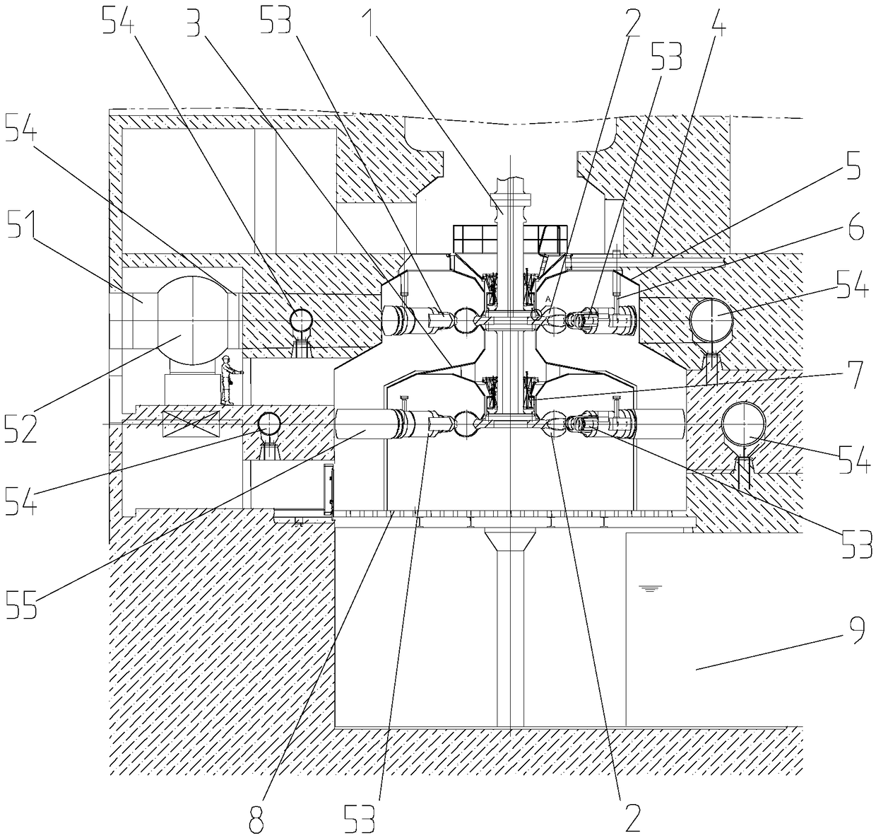 Multi-layer turning wheel structure of water turbine