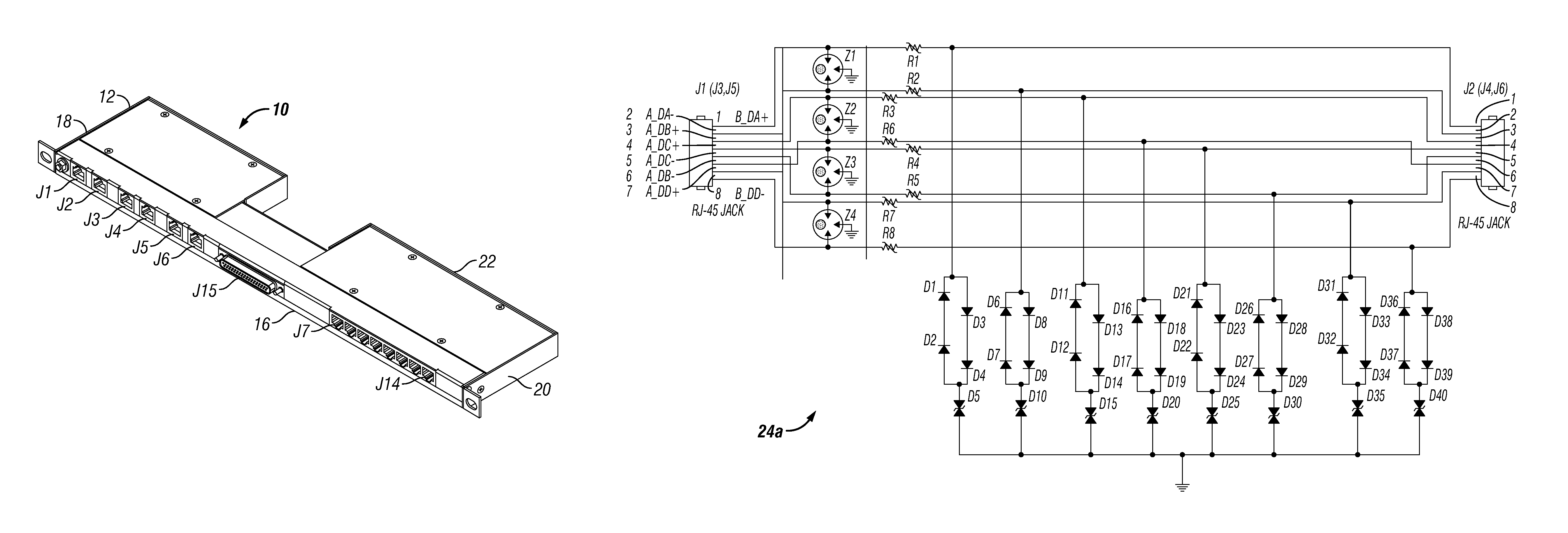 Rackmount I/O signal protector assembly for surge protection