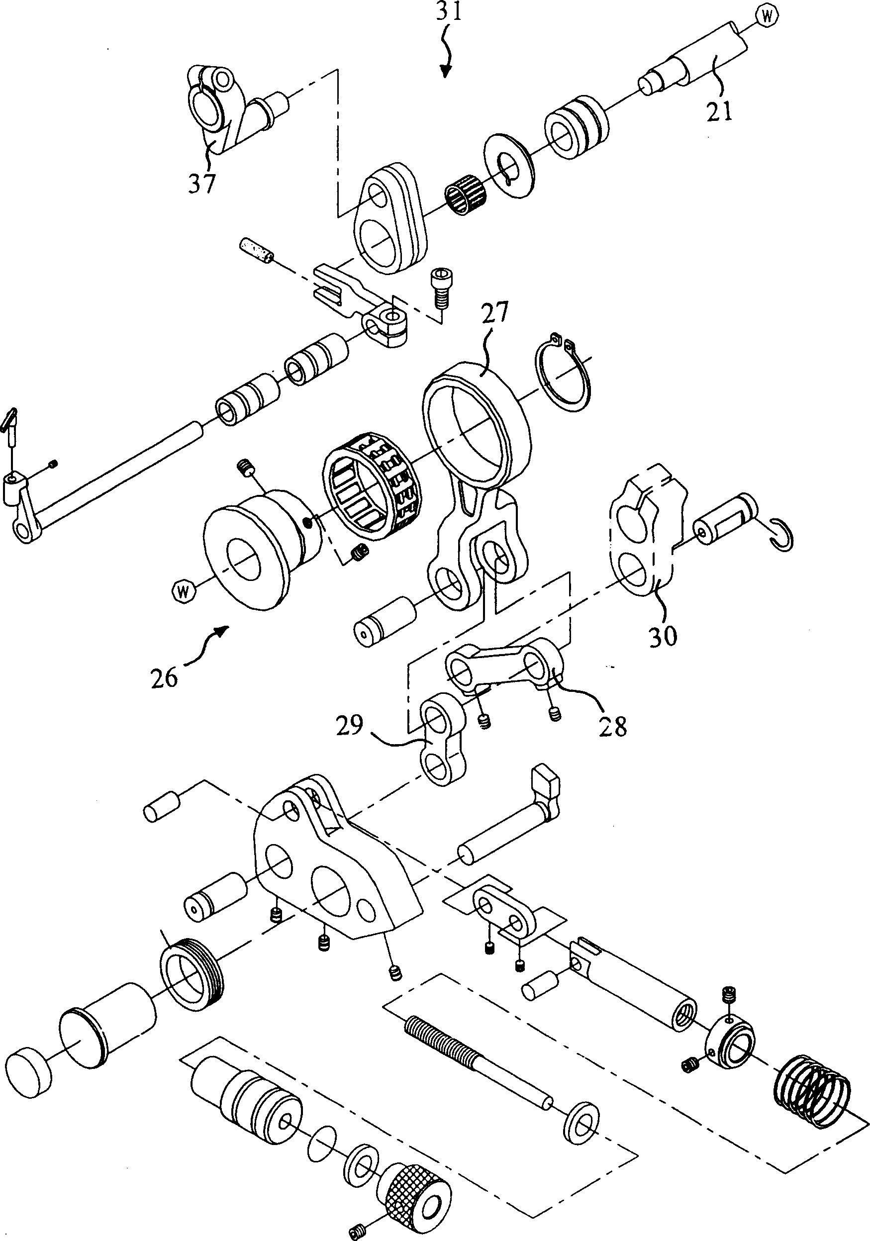 Transmission arrangement for transfer teeth of cylinder type sewing machine