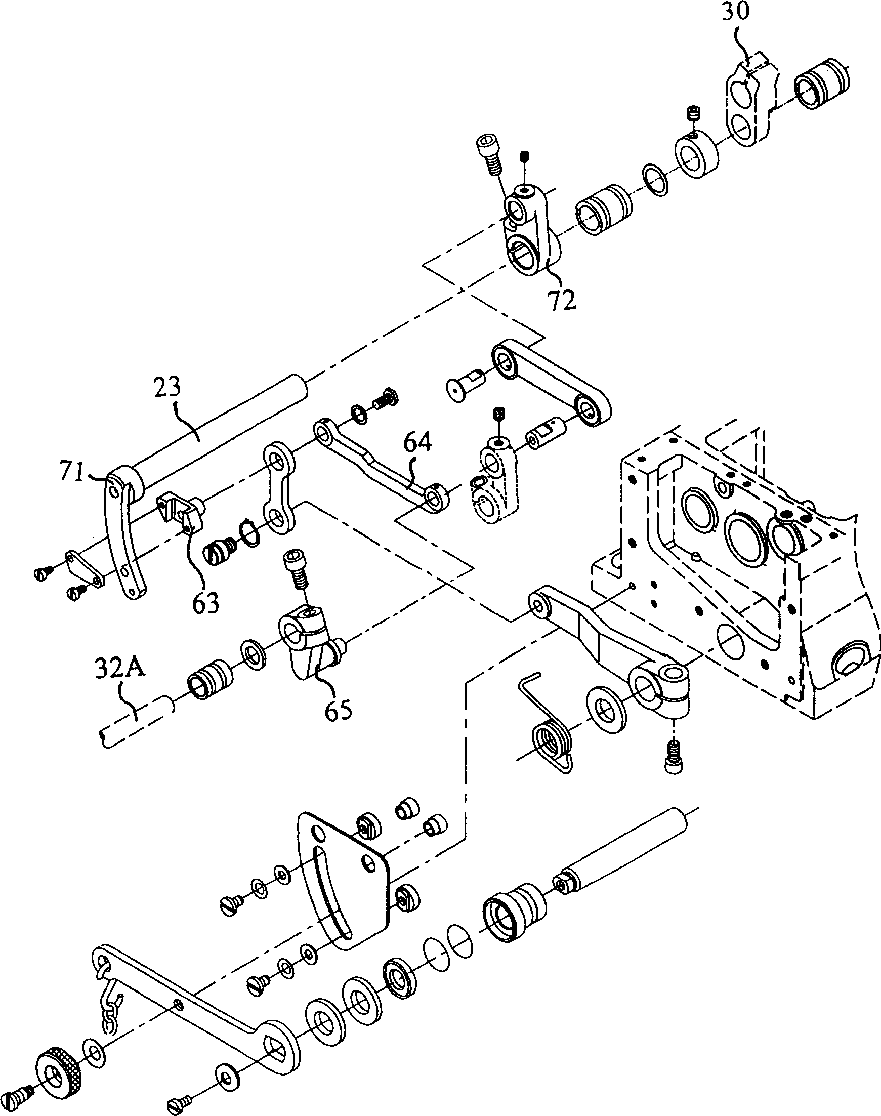 Transmission arrangement for transfer teeth of cylinder type sewing machine