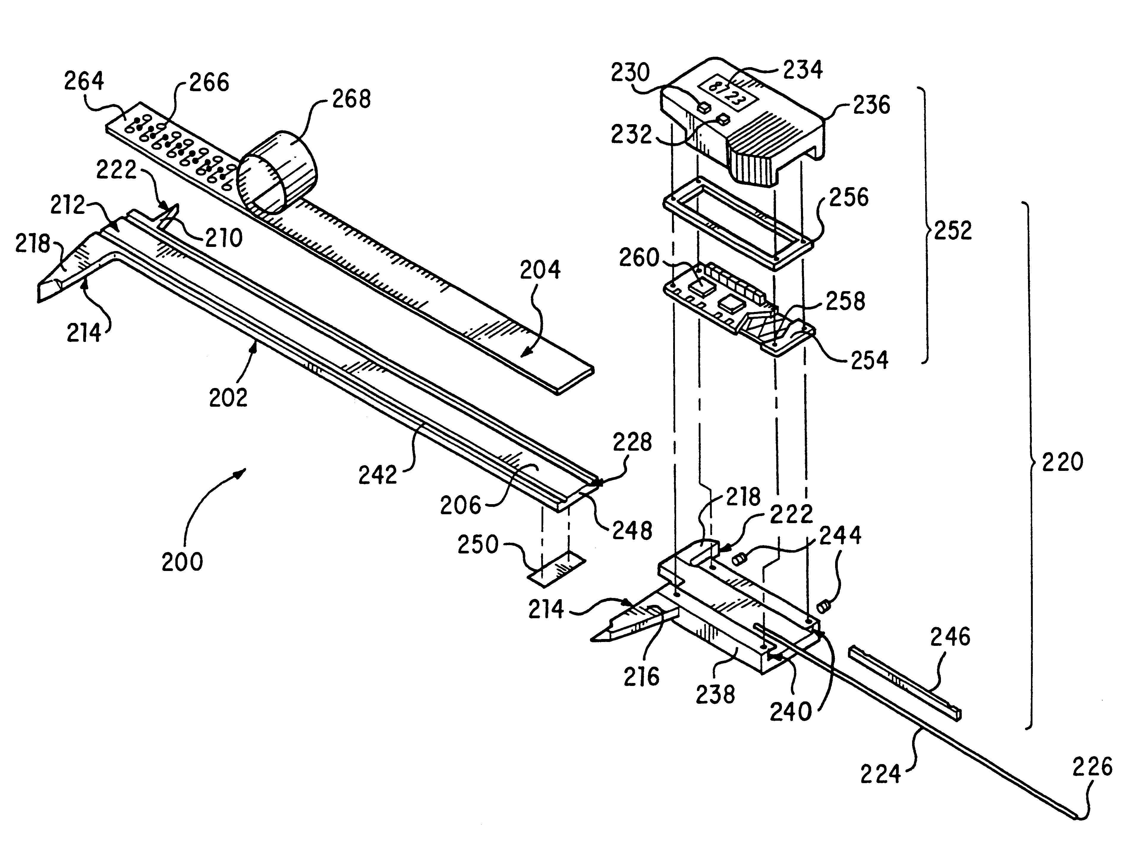 Electronic caliper using a reduced offset induced current position transducer