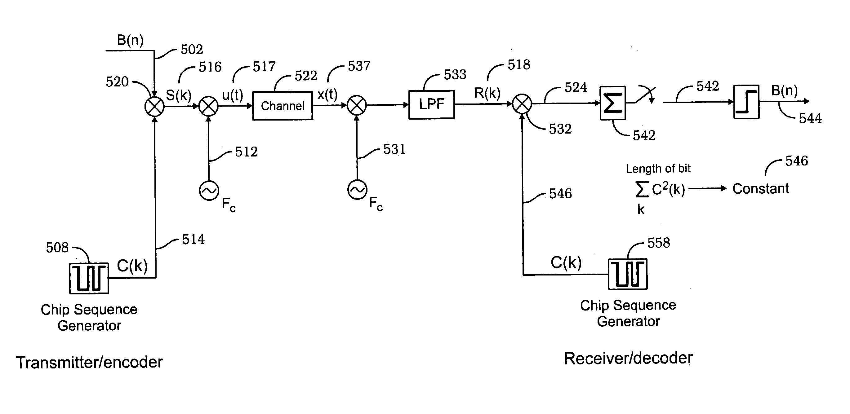 Voice interference correction for mixed voice and spread spectrum data signaling