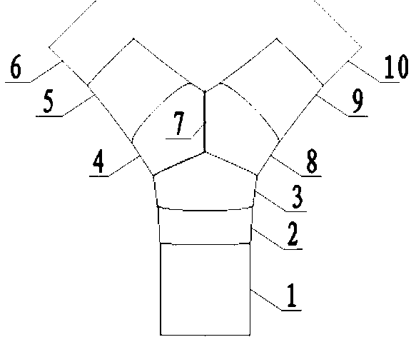 Symmetric Y-shaped steel branch pipe