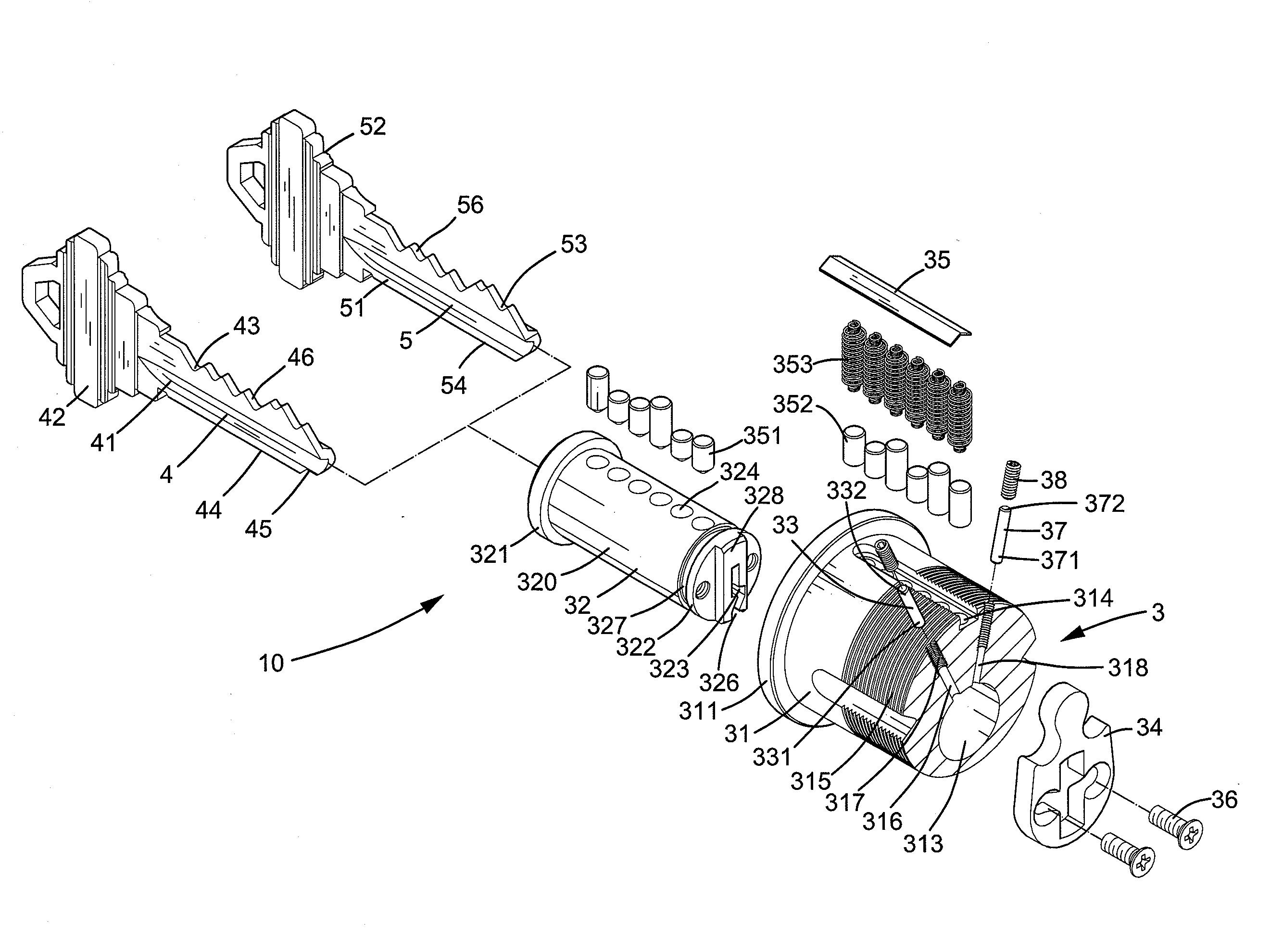 Keyed Cylinder Assembly for Door Lock