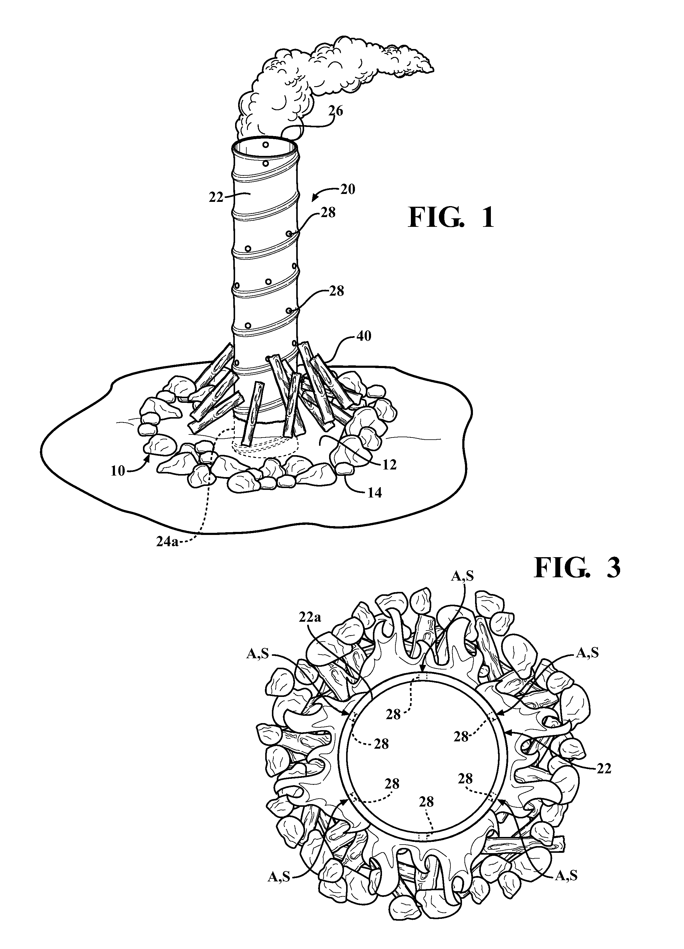 Campfire smokestack and method