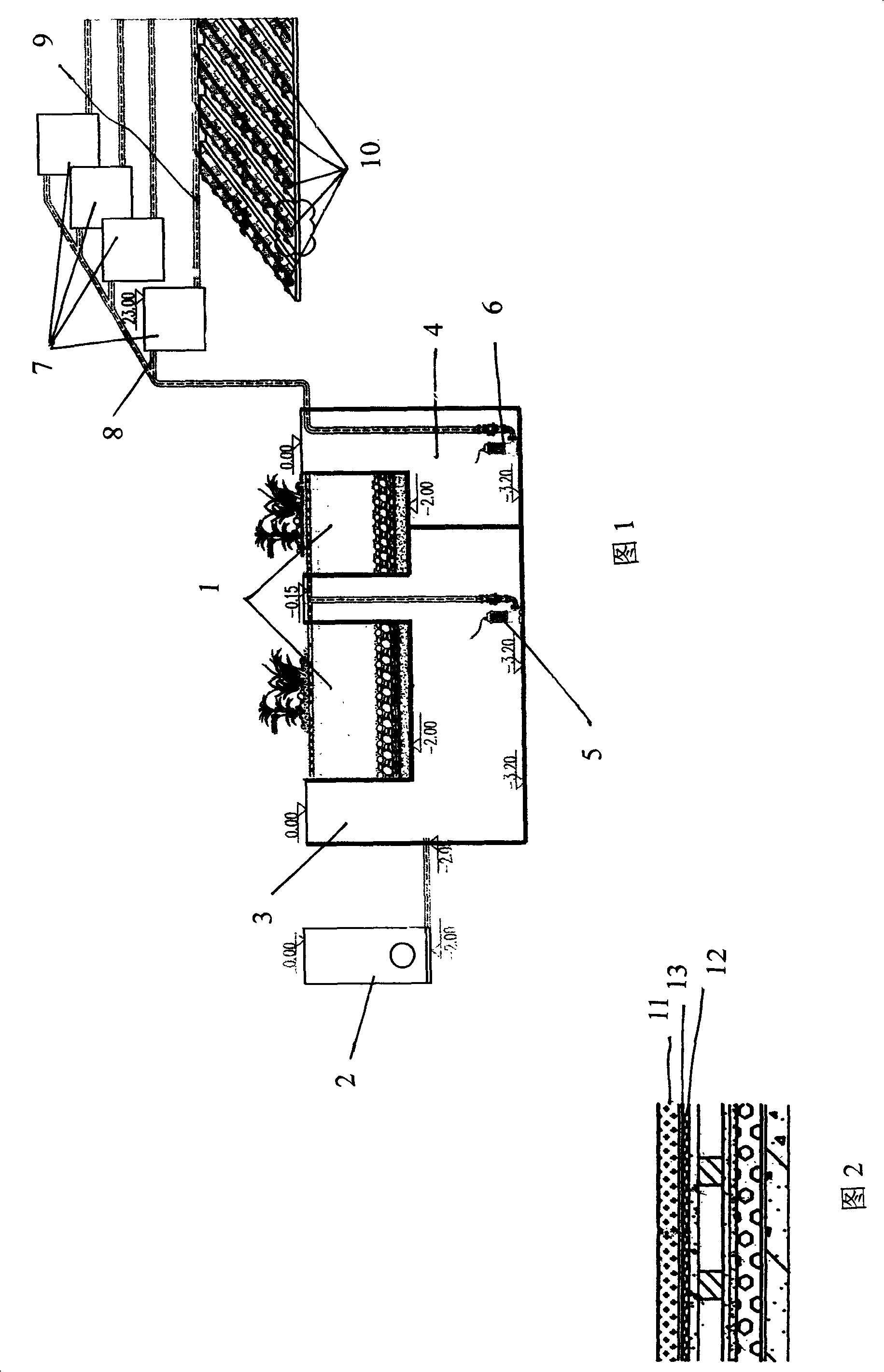 A system for collecting and processing residence zone sanitary sewage and stormwater for roofs planting