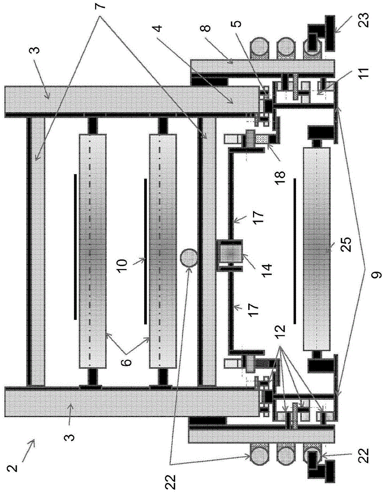 Horizontal strip hopper with elongated strip support carriage and passive center hook system