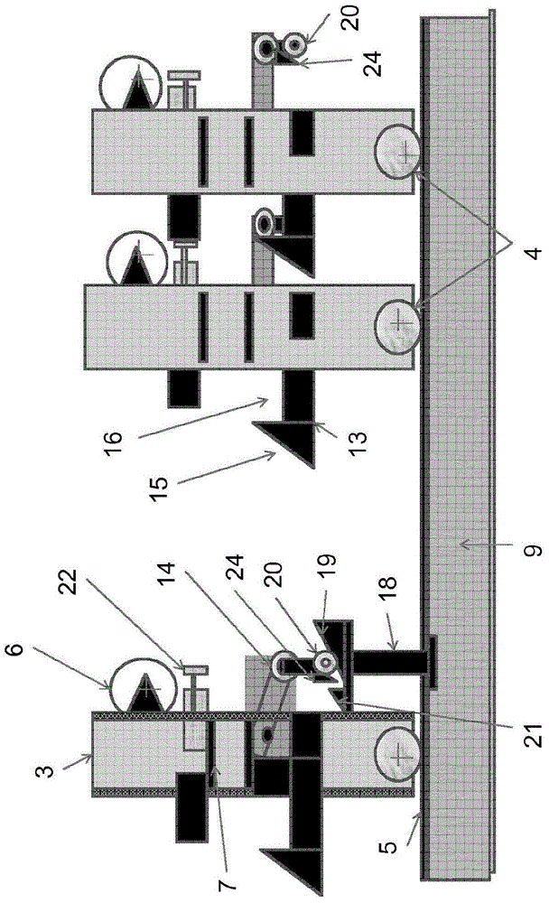 Horizontal strip hopper with elongated strip support carriage and passive center hook system