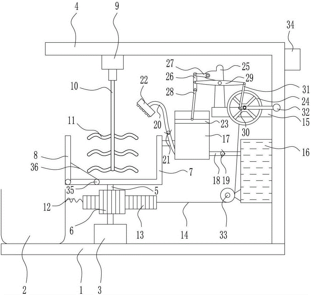 Arm exercise type feed stirring device for animal husbandry