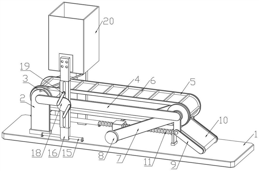 Conveying-angle-adjustable conveying device for battery production and transportation