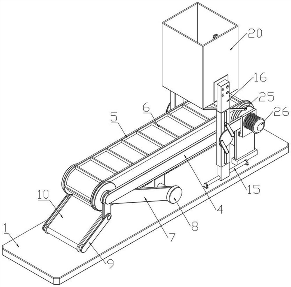 Conveying-angle-adjustable conveying device for battery production and transportation