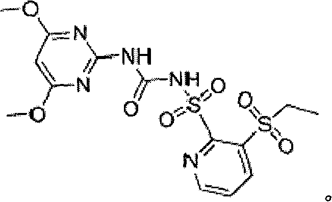 A kind of mixed herbicide containing bentazone, rimsulfuron-methyl and mesotrione and its application