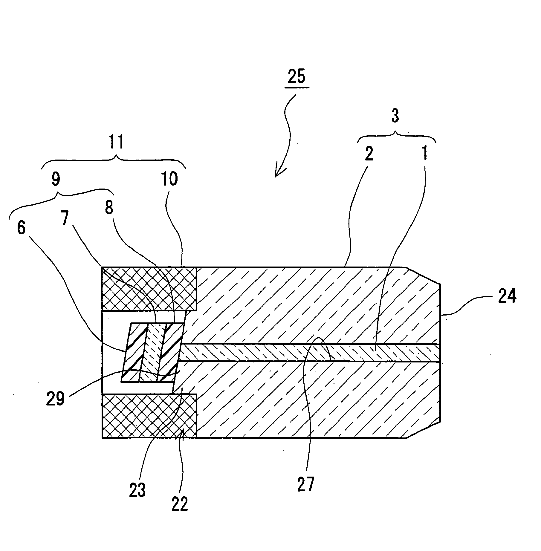 Fiber stub with opticalelement, optical receptacle and optical module