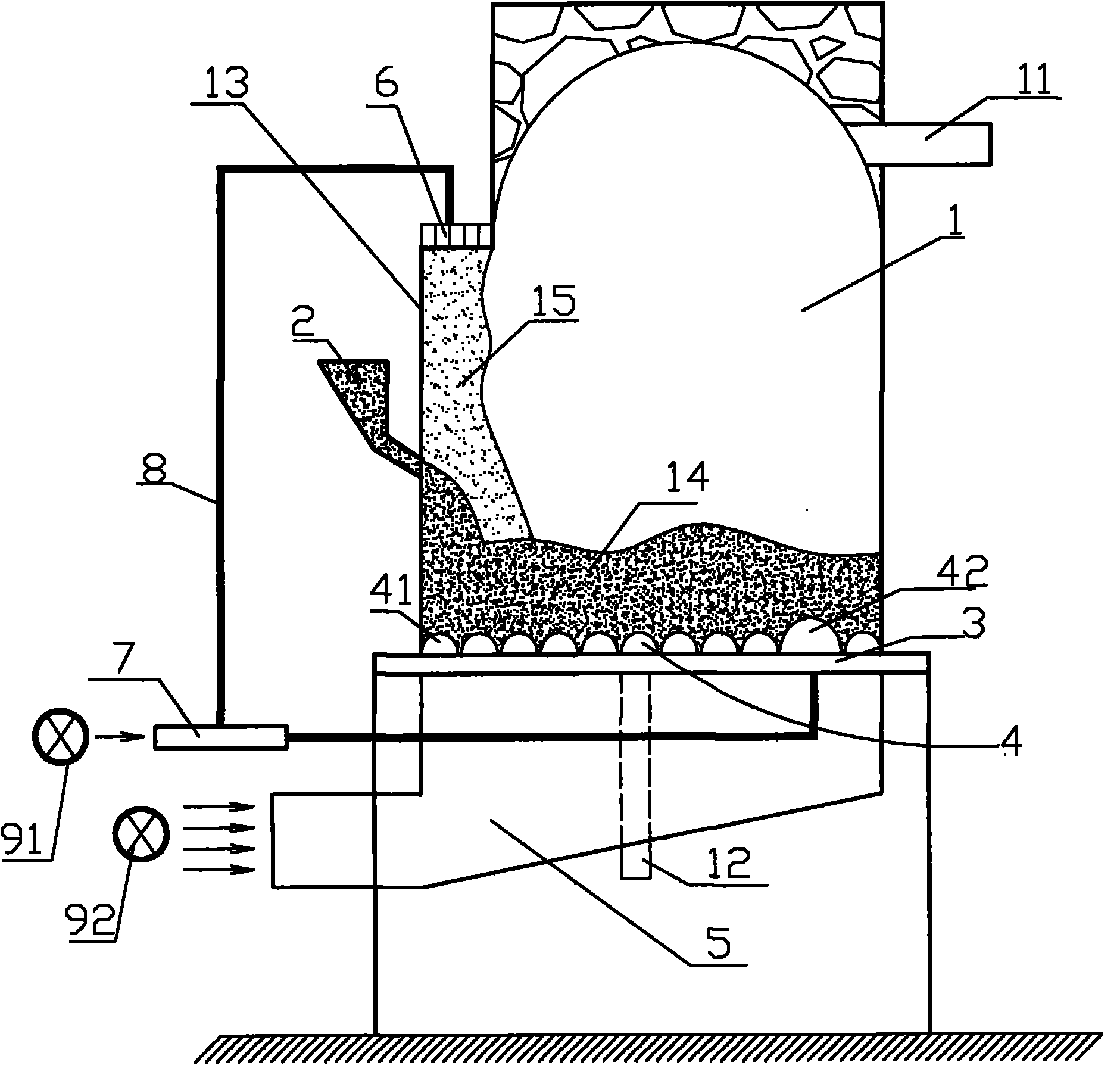 Stokehole pulverized coal recovery type recirculating fluidized bed boiler