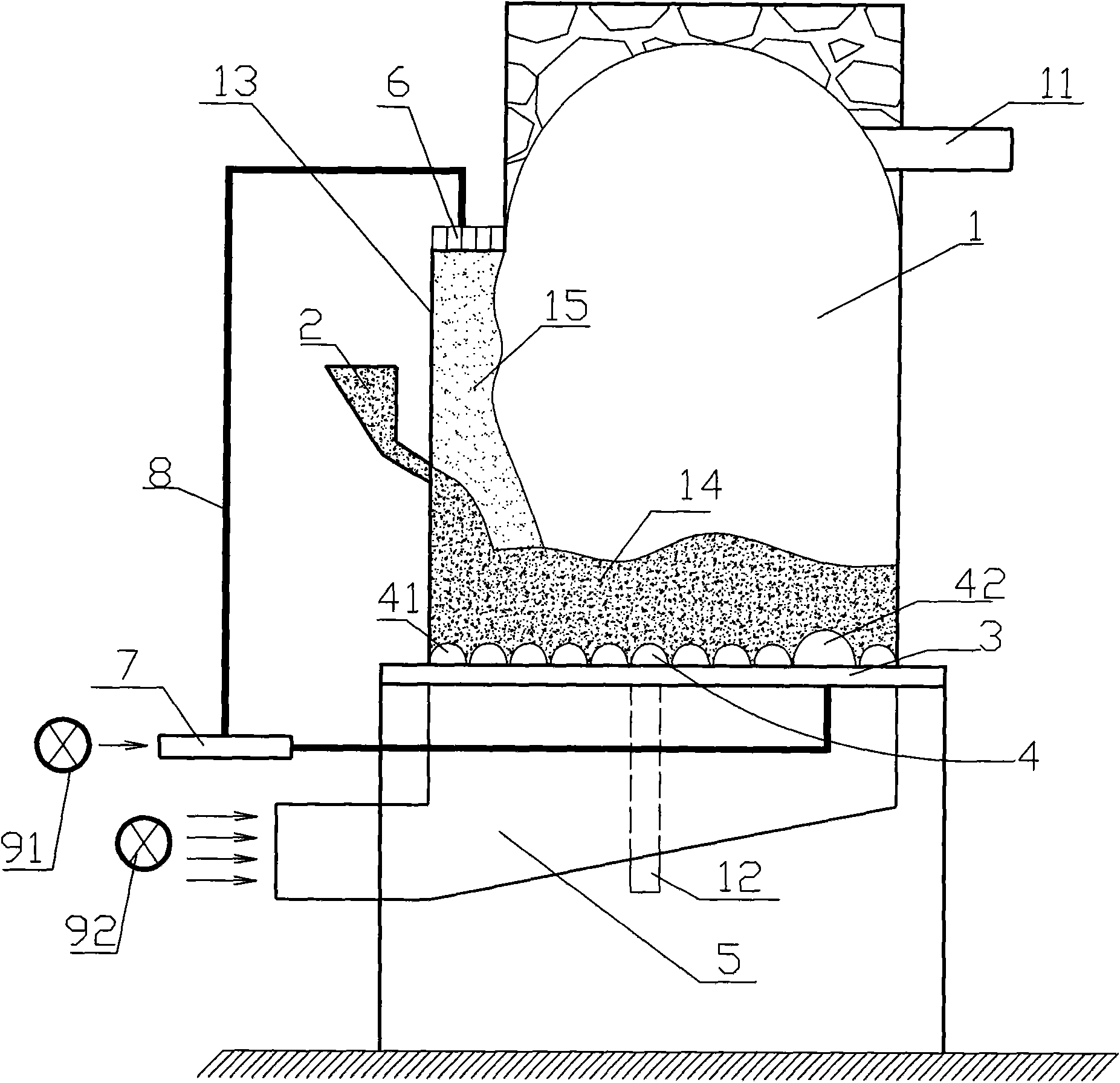 Stokehole pulverized coal recovery type recirculating fluidized bed boiler