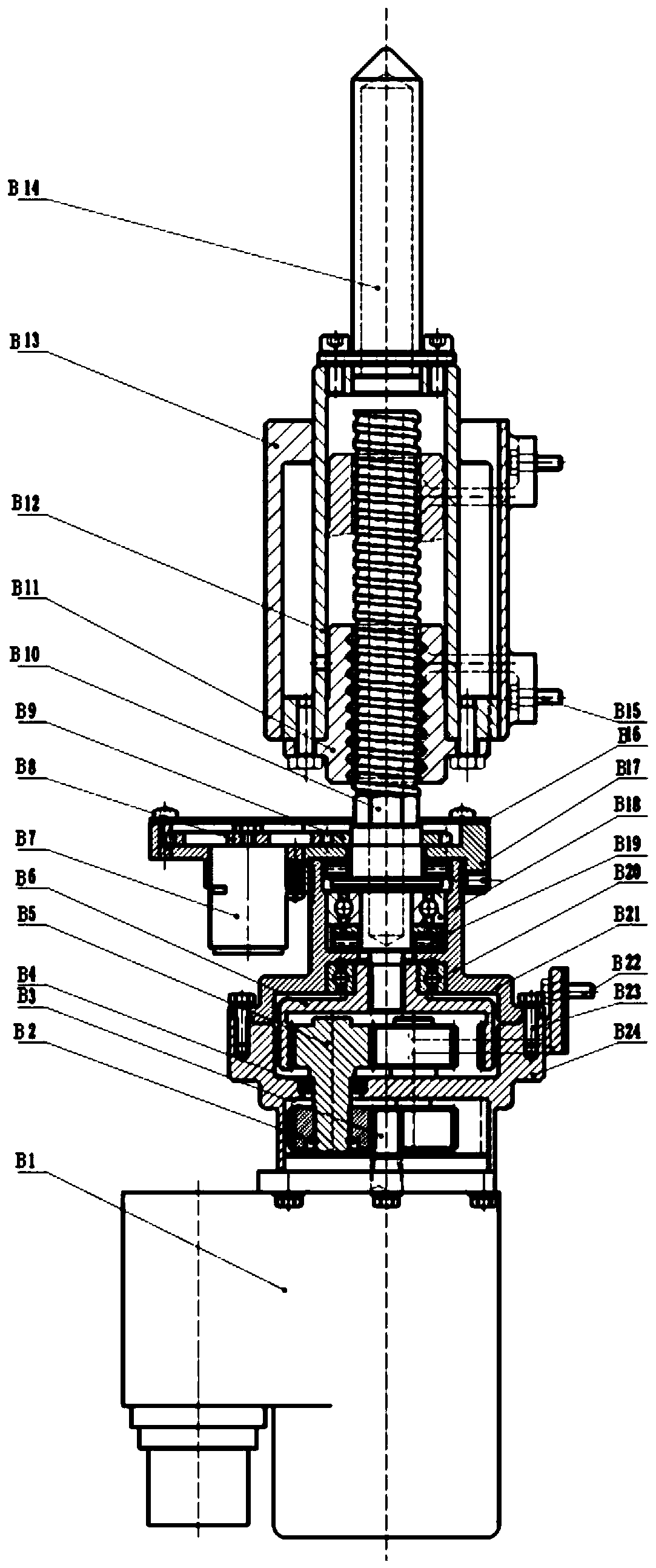 An electric transmission device of a split-type helicopter tail beam lock pin mechanism and its lock pin method