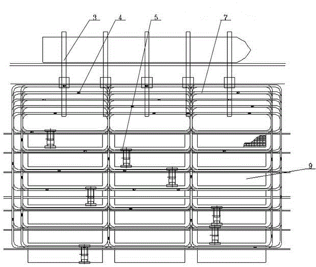 Overhead rail transit type container port loading and unloading system