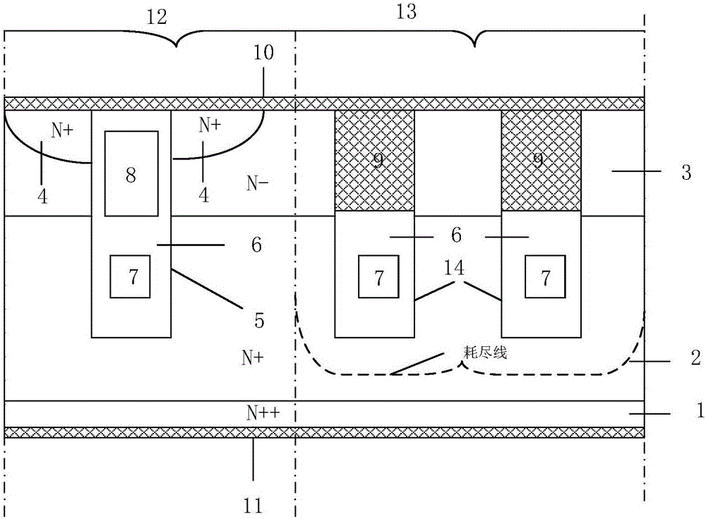 Accumulating type shield grid MOSFET integrating schottky diodes