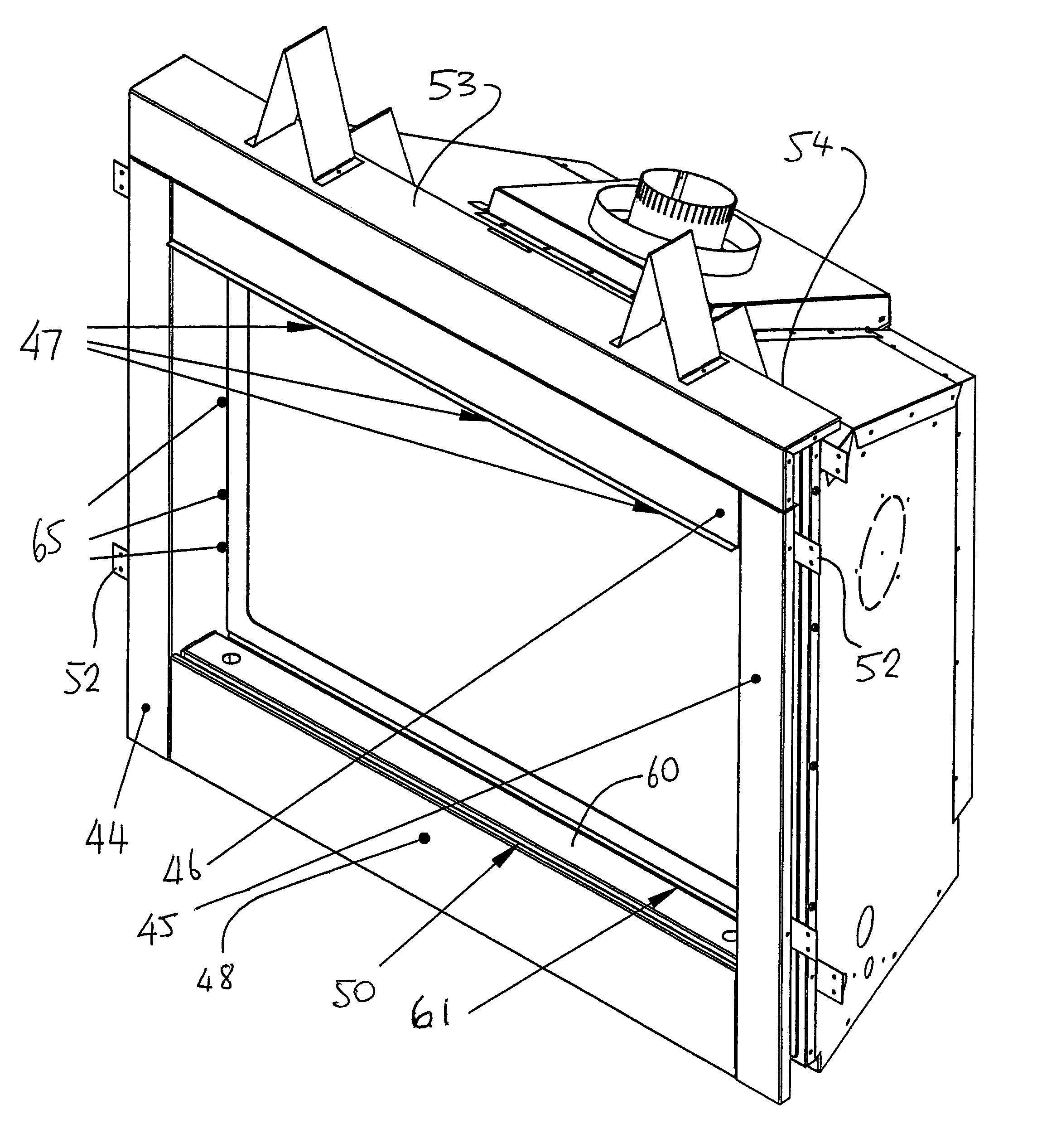 Fireplace with front face attachment