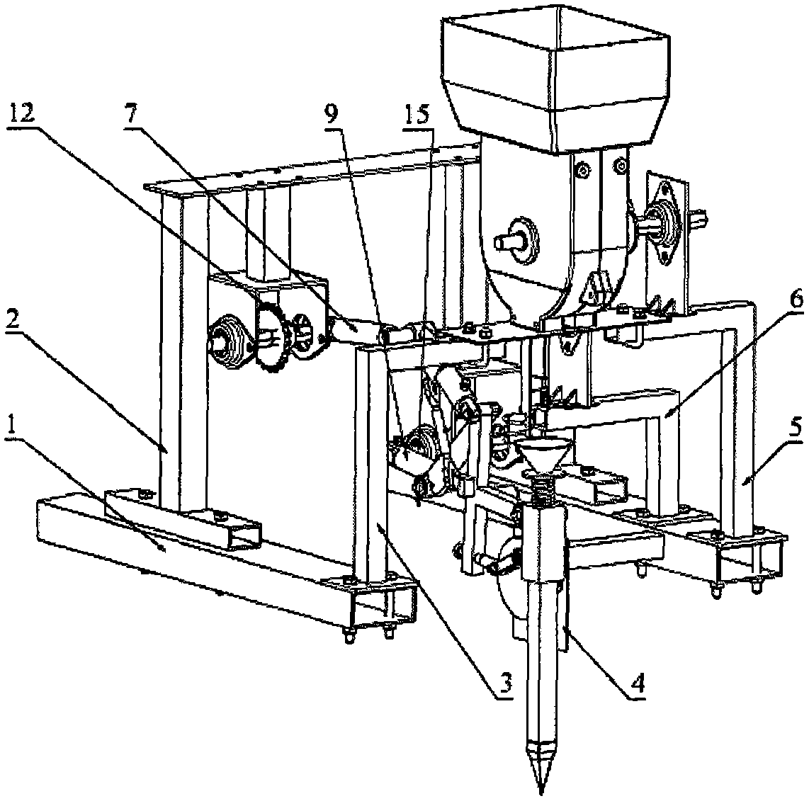 Five-rod hole forming type no-tillage hole sowing mechanism