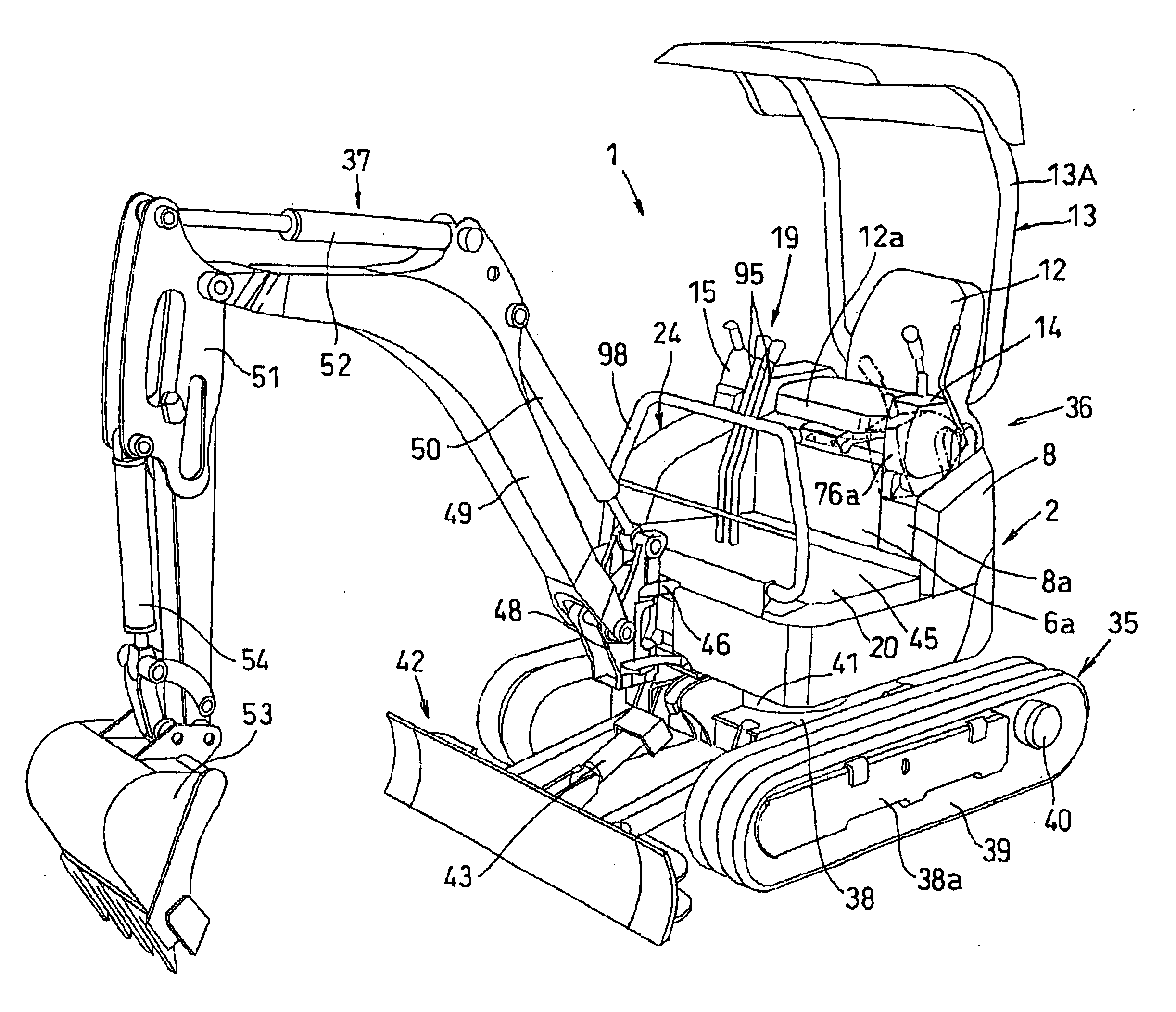 Swiveling utility machine having swivel deck