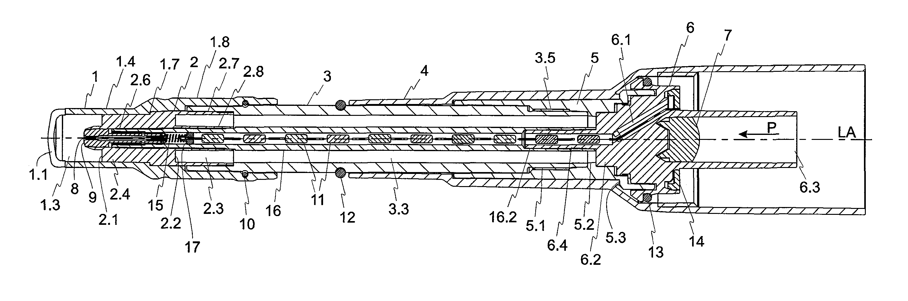 Wedge insert for a powder tube extension of a powder spray gun operable at high voltage, and powder tube extension with wedge insert