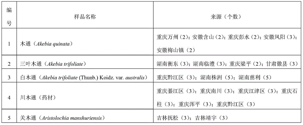 Primer pair for identifyingtraditional Chinese medicine, namely, akebia stems, as well as application of primer pair