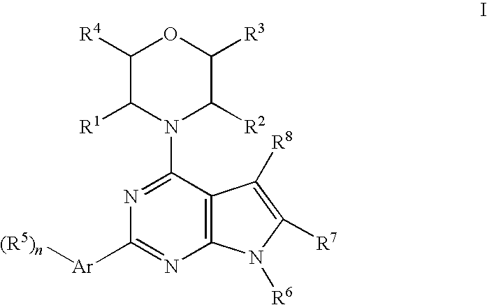 (2-aryl-7h-pyrrolo[2,3-d]pyrimidin-4-yl)morpholine compounds, their use as mtor kinase and pi3 kinase inhibitors, and their syntheses