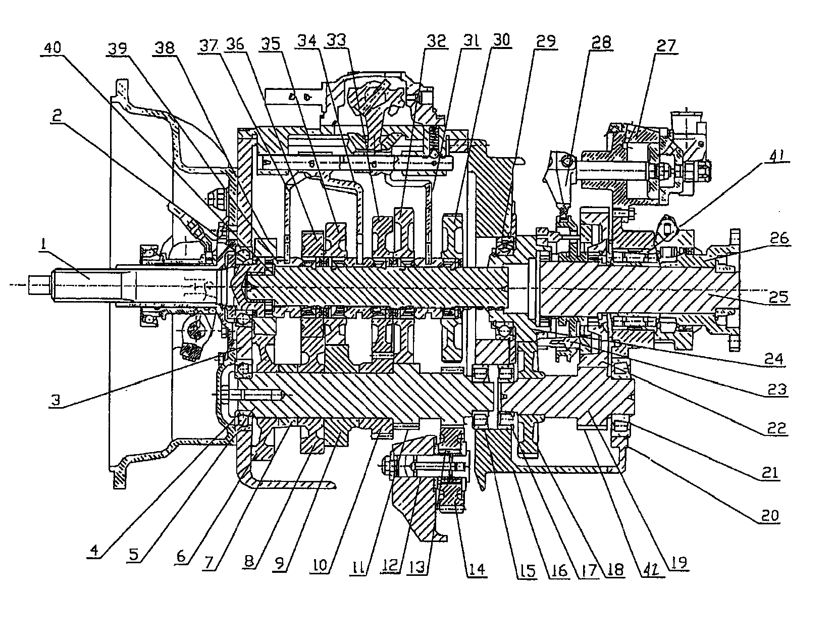 Multi-Speed Compound Vehicular Transmission Having an Auxiliary Section with Three Countershafts